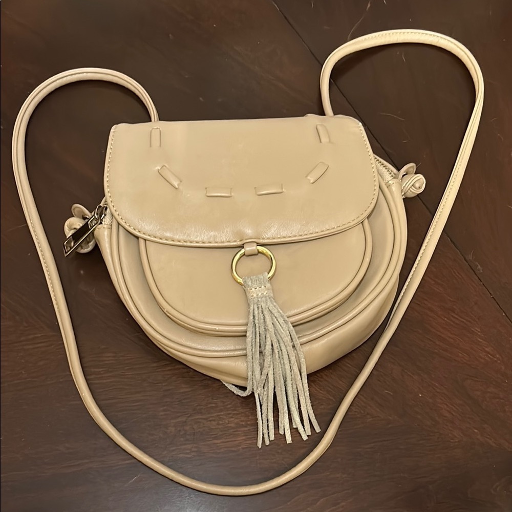 Lionel Caramel Studded Fringe Faux Leather Purse Bag Crossbody Boho